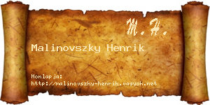 Malinovszky Henrik névjegykártya